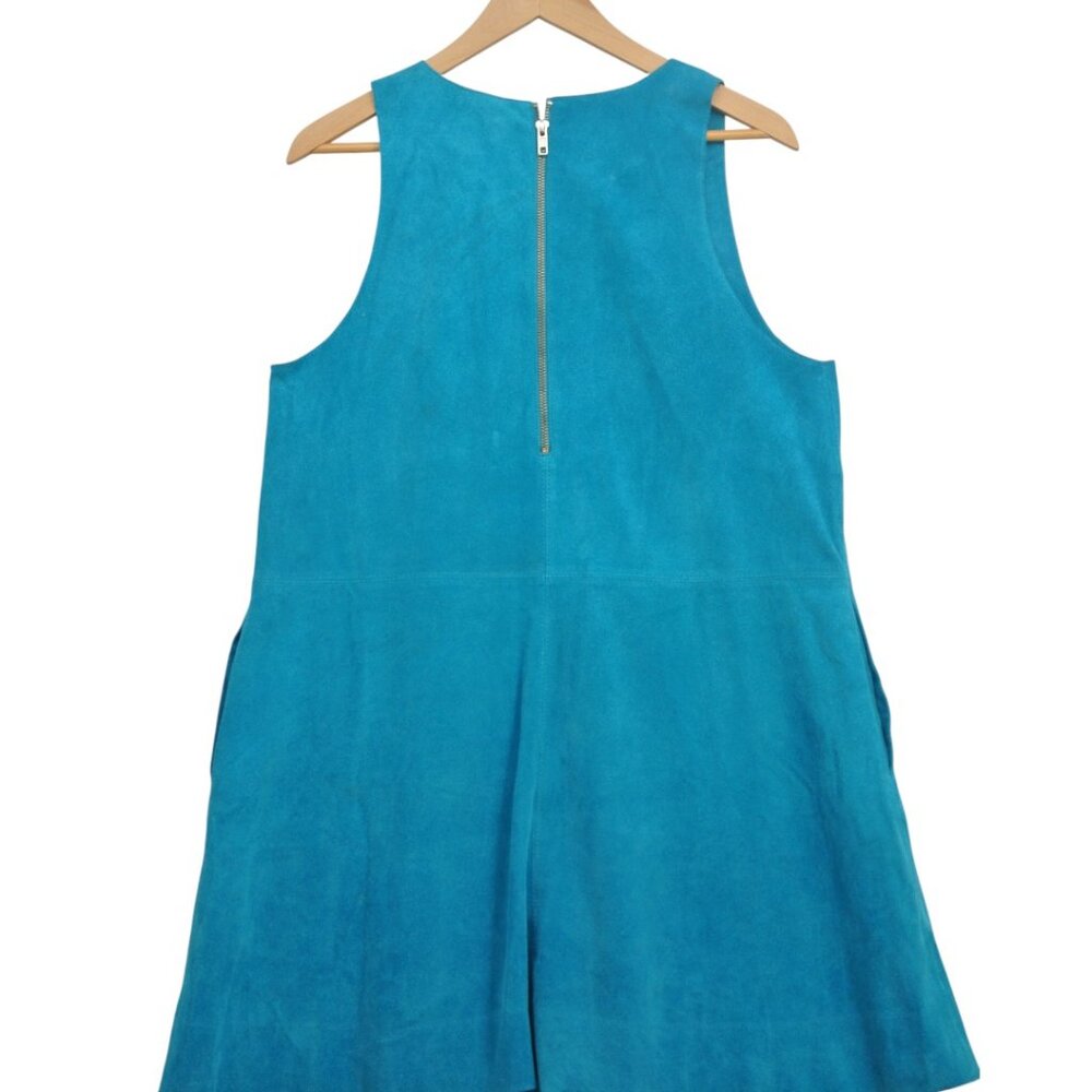 Free People NWT Short Sleeveless Suede Dress M Teal Shift - Picture 8 of 12